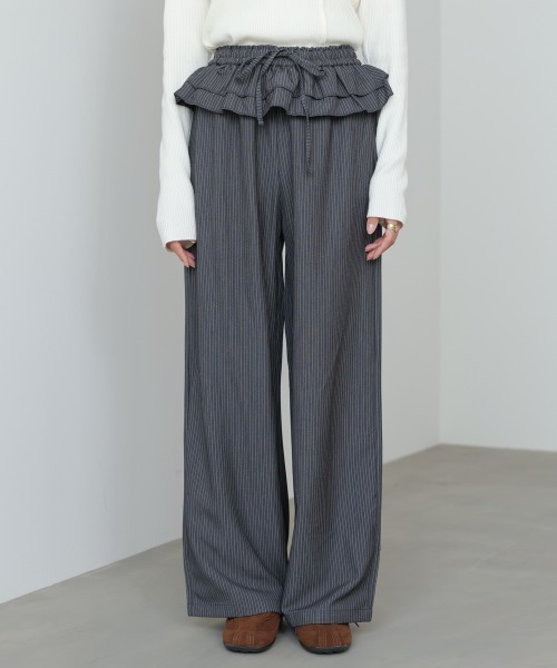 Bab（バブ）の「ウエストフリルストライプパンツ（その他パンツ・レディース・グレー/ブラック・M）」の18枚目の写真