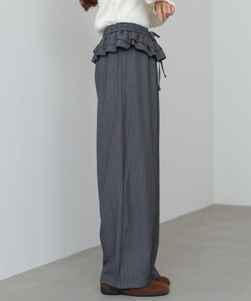 Bab（バブ）の「ウエストフリルストライプパンツ（その他パンツ・レディース・グレー/ブラック・M）」の19枚目の写真