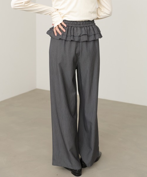 Bab（バブ）の「ウエストフリルストライプパンツ（その他パンツ・レディース・グレー/ブラック・M）」の8枚目の写真