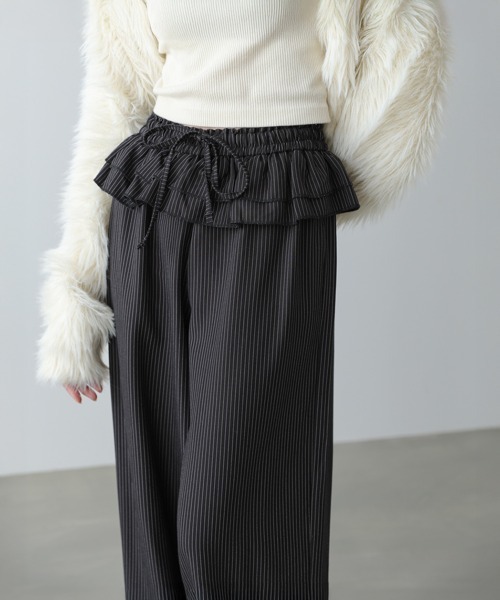 Bab（バブ）の「ウエストフリルストライプパンツ（その他パンツ・レディース・グレー/ブラック・M）」の14枚目の写真