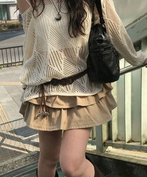 anyonemore | anyonemore(エニワンモア)/ベルトセット 2段ティアード フリル ミニスカート（インナーパンツ付き）/Kasen Cancan Frill Mini Skirt(スカート)