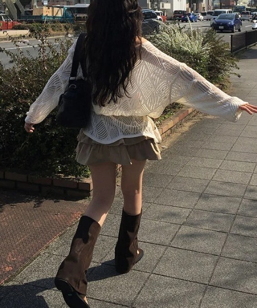 anyonemore（エニワンモア）の「anyonemore(エニワンモア)/ベルトセット 2段ティアード フリル ミニスカート（インナーパンツ付き）/Kasen Cancan Frill Mini Skirt（スカート・レディース・アイボリー/ベージュ/ブラック・L/M）」の6枚目の写真