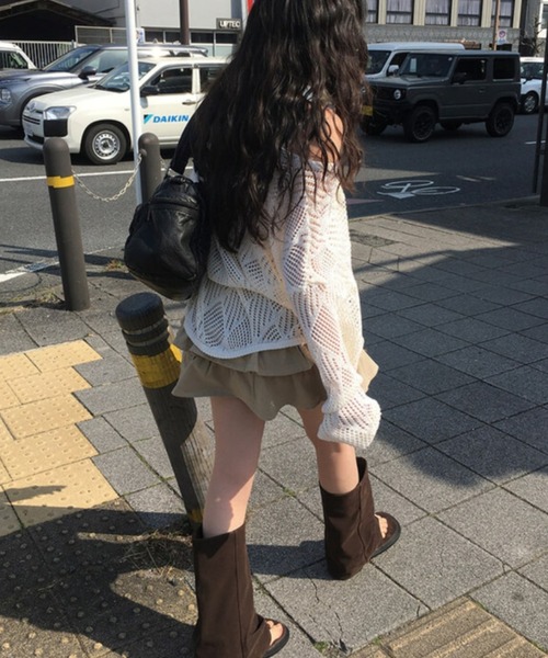 anyonemore（エニワンモア）の「anyonemore(エニワンモア)/ベルトセット 2段ティアード フリル ミニスカート（インナーパンツ付き）/Kasen Cancan Frill Mini Skirt（スカート・レディース・アイボリー/ベージュ/ブラック・L/M）」の8枚目の写真