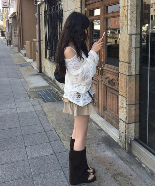 anyonemore（エニワンモア）の「anyonemore(エニワンモア)/ベルトセット 2段ティアード フリル ミニスカート（インナーパンツ付き）/Kasen Cancan Frill Mini Skirt（スカート・レディース・アイボリー/ベージュ/ブラック・L/M）」の21枚目の写真