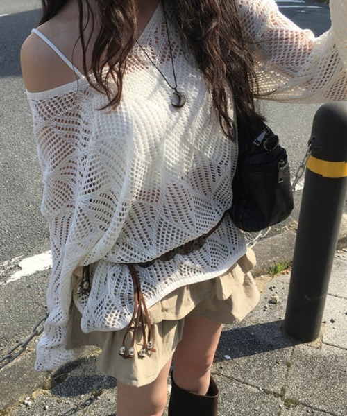 anyonemore（エニワンモア）の「anyonemore(エニワンモア)/ベルトセット 2段ティアード フリル ミニスカート（インナーパンツ付き）/Kasen Cancan Frill Mini Skirt（スカート・レディース・アイボリー/ベージュ/ブラック・L/M）」の12枚目の写真