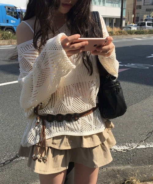 anyonemore（エニワンモア）の「anyonemore(エニワンモア)/ベルトセット 2段ティアード フリル ミニスカート（インナーパンツ付き）/Kasen Cancan Frill Mini Skirt（スカート・レディース・アイボリー/ベージュ/ブラック・L/M）」の15枚目の写真