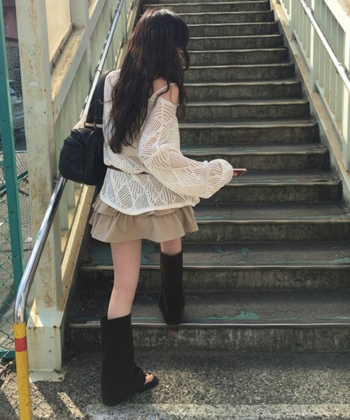 anyonemore（エニワンモア）の「anyonemore(エニワンモア)/ベルトセット 2段ティアード フリル ミニスカート（インナーパンツ付き）/Kasen Cancan Frill Mini Skirt（スカート・レディース・アイボリー/ベージュ/ブラック・L/M）」の18枚目の写真