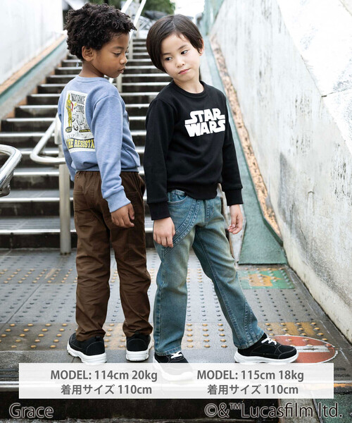WASK（ワスク）の「【STAR WARS】R2-D2 & C-3PO / プリントトレーナー (100~160cm)（スウェット・キッズ・ブラック/ブルー・130cm/160cm/140cm/120cm/150cm）」の3枚目の写真