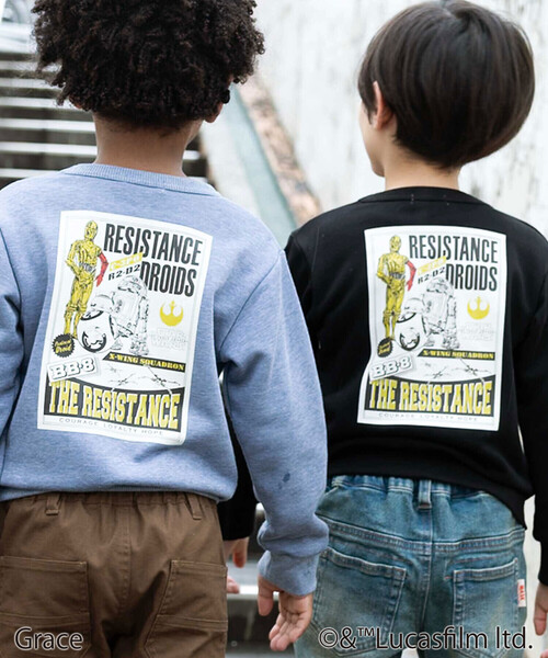 WASK（ワスク）の「【STAR WARS】R2-D2 & C-3PO / プリントトレーナー (100~160cm)（スウェット・キッズ・ブラック/ブルー・130cm/160cm/140cm/120cm/150cm）」の6枚目の写真