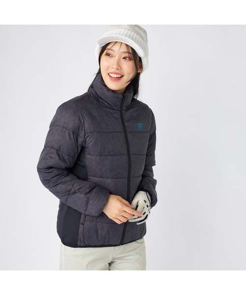 FILA GOLF（フィラゴルフ ）の「FILA GOLF フィラゴルフ ゴルフウェア  ワンポイント ロゴ 総柄 軽量 撥水 中綿入り ライトダウンジャケット（ダウンジャケット/コート・レディース・オフホワイト/ブラック・LL/L/M）」の14枚目の写真