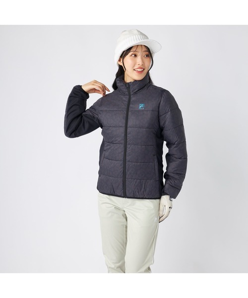 FILA GOLF（フィラゴルフ ）の「FILA GOLF フィラゴルフ ゴルフウェア  ワンポイント ロゴ 総柄 軽量 撥水 中綿入り ライトダウンジャケット（ダウンジャケット/コート・レディース・オフホワイト/ブラック・LL/L/M）」の16枚目の写真