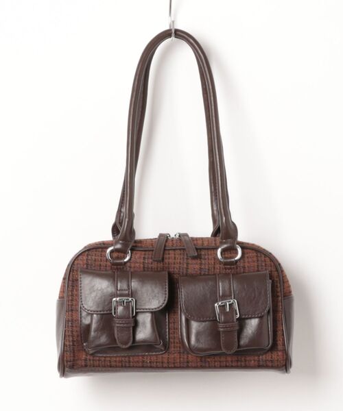 an meets zakka(アンミツザッカ)の「an meets zakka クラシックチェックツイード×合成皮革コンビミニボストンバッグ(ボストンバッグ・レディース・ネイビー/ブラウン・ONESIZE)」の12枚目の写真