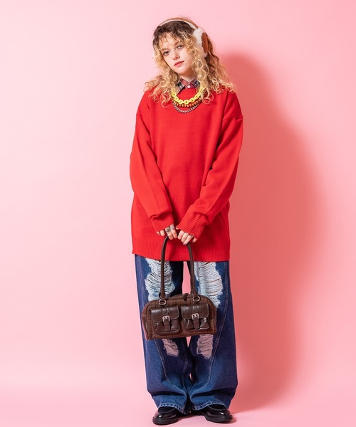 an meets zakka(アンミツザッカ)の「an meets zakka クラシックチェックツイード×合成皮革コンビミニボストンバッグ(ボストンバッグ・レディース・ネイビー/ブラウン・ONESIZE)」の11枚目の写真