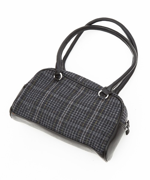 an meets zakka(アンミツザッカ)の「an meets zakka クラシックチェックツイード×合成皮革コンビミニボストンバッグ(ボストンバッグ・レディース・ネイビー/ブラウン・ONESIZE)」の14枚目の写真