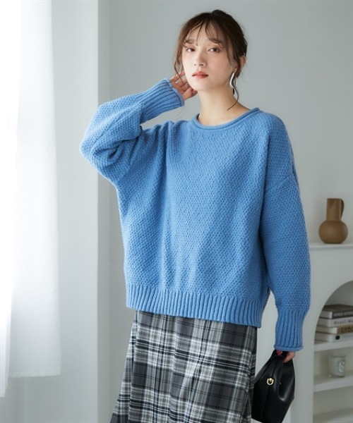 nissen(ニッセン)の「ロールプチハイネックラーベン編オーバーサイズニット<大きいサイズ有>(ニット/セーター・レディース・アイボリー/モカ/ブルー/ブラック・S~M/L~LL)」の10枚目の写真