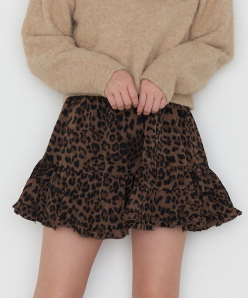 RAY CASSIN(レイカズン)の「ヒョウ柄ティアードミニスカート(スカート・レディース・ブラック/ブラウン/ブラウン系その他2・FREE)」の3枚目の写真