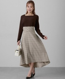 Nissen glamor | 【大きい胸専用】スクエアネックリブカットソー×コルセットワンピース(ワンピース)