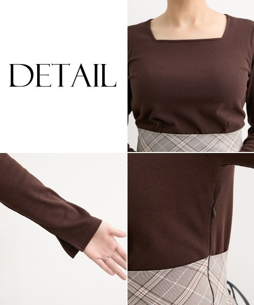 Nissen glamor（ニッセングラマー）の「【大きい胸専用】スクエアネックリブカットソー×コルセットワンピース（ワンピース・レディース・ブラウン/ブラック・M/L/LL）」の18枚目の写真