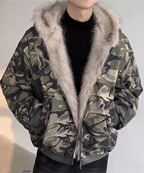 セール】“ミリタリー×ラグジュアリー” フードファージャケット