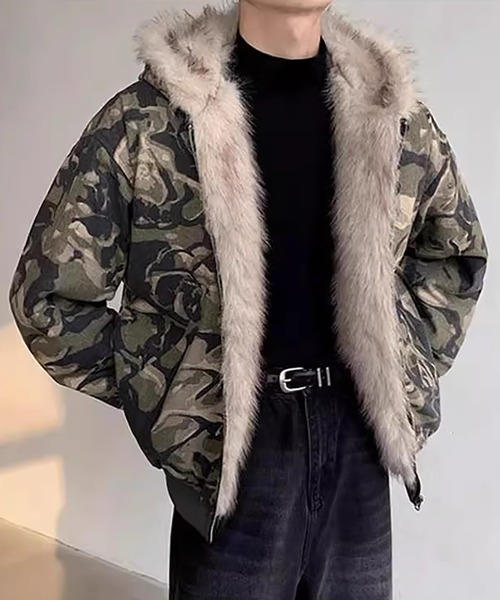 buffalo bobs ファージャケット レイヤード ミリタリー×ラグジュアリー” フードファージャケット（ブルゾン）｜Evo