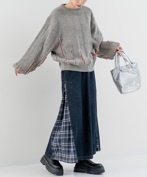 セール】【refinedworks】デニム×チェック の新型スカート！（デニム