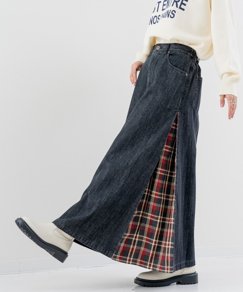 セール】【refinedworks】デニム×チェック の新型スカート！（デニム