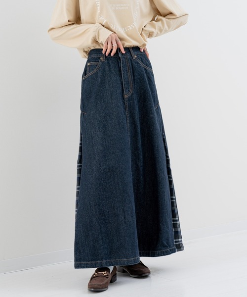 セール】【refinedworks】デニム×チェック の新型スカート！（デニム