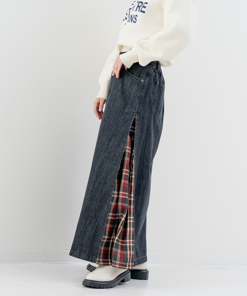 セール】【refinedworks】デニム×チェック の新型スカート！（デニム