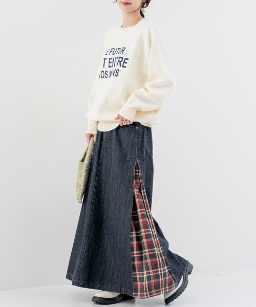 refinedworks(リファインドワークス)の「【refinedworks】デニム×チェック の新型スカート!(デニムスカート・レディース・インディゴブルー/ブラック・FREE)」の20枚目の写真