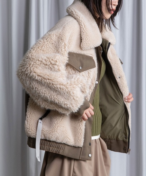 MARECHAL TERRE（マルシャルテル）の「ボアブルゾン（ブルゾン・レディース・チャコールグレー/ブラウン/ベージュ・MEDIUM）」の8枚目の写真