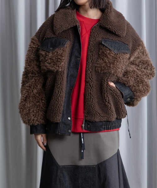 MARECHAL TERRE（マルシャルテル）の「ボアブルゾン（ブルゾン・レディース・チャコールグレー/ブラウン/ベージュ・MEDIUM）」の14枚目の写真