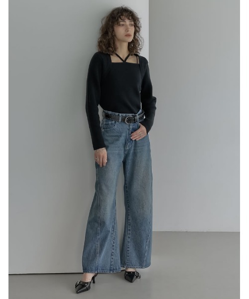 Re:EDIT（リエディ）の「[2025AW COLLECTION]ホルターボレロ風ニットプルオーバー（ニット/セーター・レディース・ブラック/アイボリー/グレイッシュベージュ/チャコール・MEDIUM）」の5枚目の写真