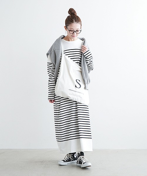 SOLAMONAT(ソラモナ)の「バスクボーダー マキシワンピース(ワンピース・レディース・ブラック×ホワイト/ホワイト×ブラック・FREE)」の16枚目の写真