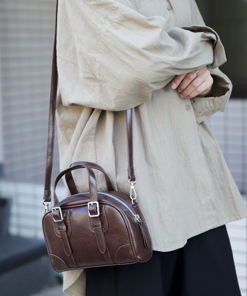 2WAY ベルトハンドルミニボストンバッグ/ショルダーバッグ（ボストン