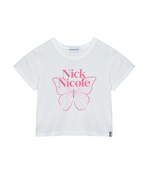 NICK&NICOLE(ニックアンドニコール)の「BUTTERFLY SIGNATURE CROP TOP_WHITE PINK(Tシャツ/カットソー・レディース・その他・FREE)」の5枚目の写真