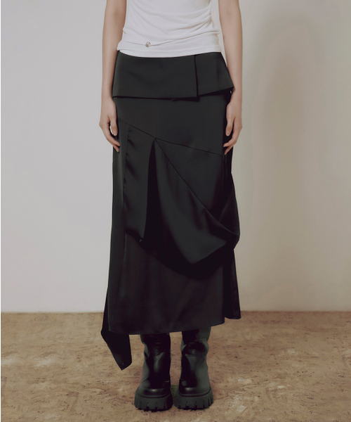 FLAREUP(フレアアップ)の「2.Drape Layered Maxi Skirt (FL-241_Black)(スカート・レディース・ブラック・1/2)」の18枚目の写真