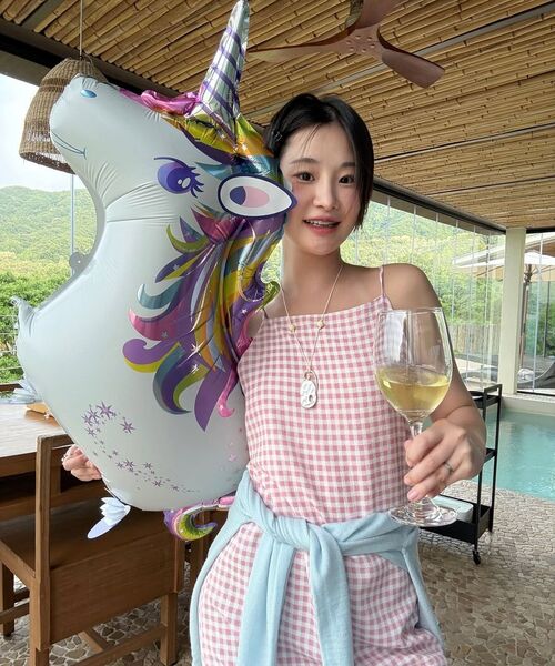 SINOON（シヌーン）の「Gingham Dress (Pink)（ワンピース・レディース・ピンク・FREE）」の6枚目の写真