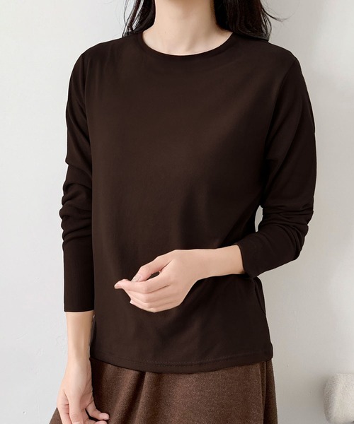 セール】クルーネック ロンT レディース 長袖 インナー 無地