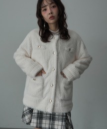 Nadana（ナダナ）の「ゴールドボタンノーカラーファーコート（ノーカラーコート）」