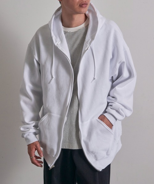 JERZEES（ジャージーズ）の「【JERZEES】8 oz. NuBlend Fleece Full-Zip Hood 裏起毛 フルジップパーカー ジップアップ オーバーサイズ ビッグシルエット 993MR UNTR（パーカー・メンズ・ダークグレー/ネイビー/ホワイト/グレー/アッシュ/ブラック・S/M/L/XL）」の7枚目の写真