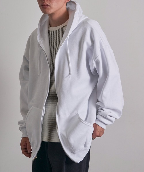 JERZEES（ジャージーズ）の「【JERZEES】8 oz. NuBlend Fleece Full-Zip Hood 裏起毛 フルジップパーカー ジップアップ オーバーサイズ ビッグシルエット 993MR UNTR（パーカー・メンズ・ダークグレー/ネイビー/ホワイト/グレー/アッシュ/ブラック・S/M/L/XL）」の9枚目の写真