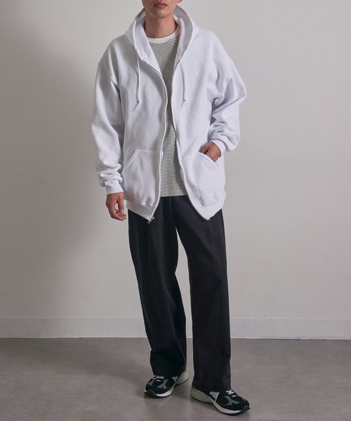 JERZEES（ジャージーズ）の「【JERZEES】8 oz. NuBlend Fleece Full-Zip Hood 裏起毛 フルジップパーカー ジップアップ オーバーサイズ ビッグシルエット 993MR UNTR（パーカー・メンズ・ダークグレー/ネイビー/ホワイト/グレー/アッシュ/ブラック・S/M/L/XL）」の12枚目の写真