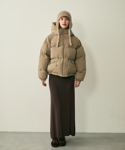 full/fill.(フルフィル)の「hood pudding jacket / フード付きパディングジャケット(ダウンジャケット/コート・レディース・ベージュ/ブラック・FREE)」の14枚目の写真