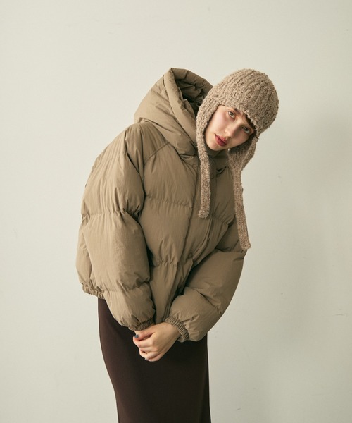 full/fill.(フルフィル)の「hood pudding jacket / フード付きパディングジャケット(ダウンジャケット/コート・レディース・ベージュ/ブラック・FREE)」の5枚目の写真