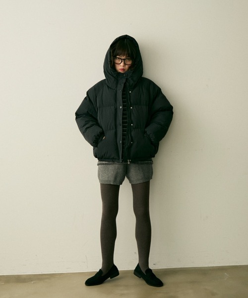 フード付き黒パディングジャケット hood pudding jacket / フード付きパディングジャケット（ダウン