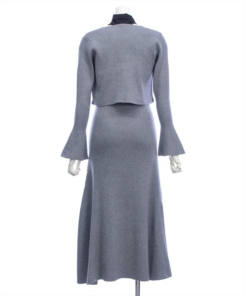 CLEAR BASIC（クリアベーシック）の「ボウタイリボンニットワンピース＆ニットボレロセット[大人 フェミニン 上品]≪AW新作≫（ワンピース・レディース・グレー・F）」の13枚目の写真