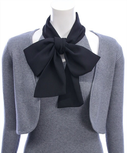 CLEAR BASIC（クリアベーシック）の「ボウタイリボンニットワンピース＆ニットボレロセット[大人 フェミニン 上品]≪AW新作≫（ワンピース・レディース・グレー・F）」の21枚目の写真