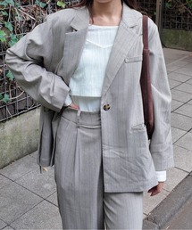 CIEL'AIR（シエルエアー）の「STRIPED SIDE SLIT JKT（ｽﾄﾗｲﾌﾟｻｲﾄﾞｽﾘｯﾄJKT）（テーラードジャケット）」