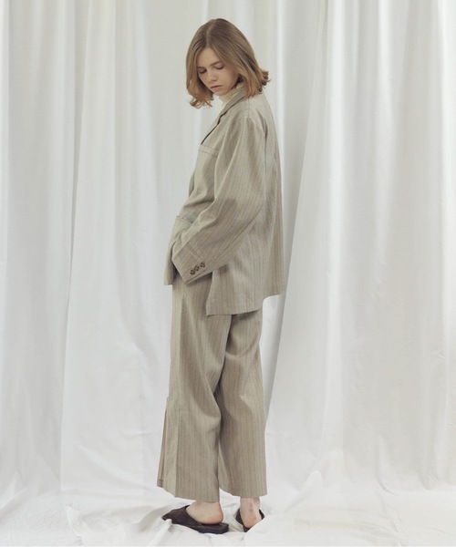 CIEL'AIR(シエルエアー)の「STRIPED SIDE SLIT JKT(ストライプサイドスリットJKT)(テーラードジャケット・レディース・グレー/ベージュ・MEDIUM)」の17枚目の写真