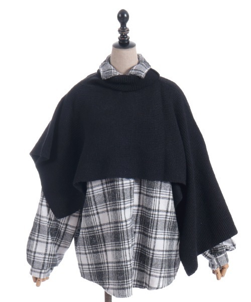 axes femme（アクシーズファム）の「ニット重ねチェックシャツ（ニット/セーター・レディース・ベージュ/ブラック・FREE）」の11枚目の写真